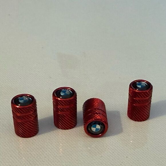 BMW Valve Stem Caps in Red Set of 4 NWT - Picture 3 of 4